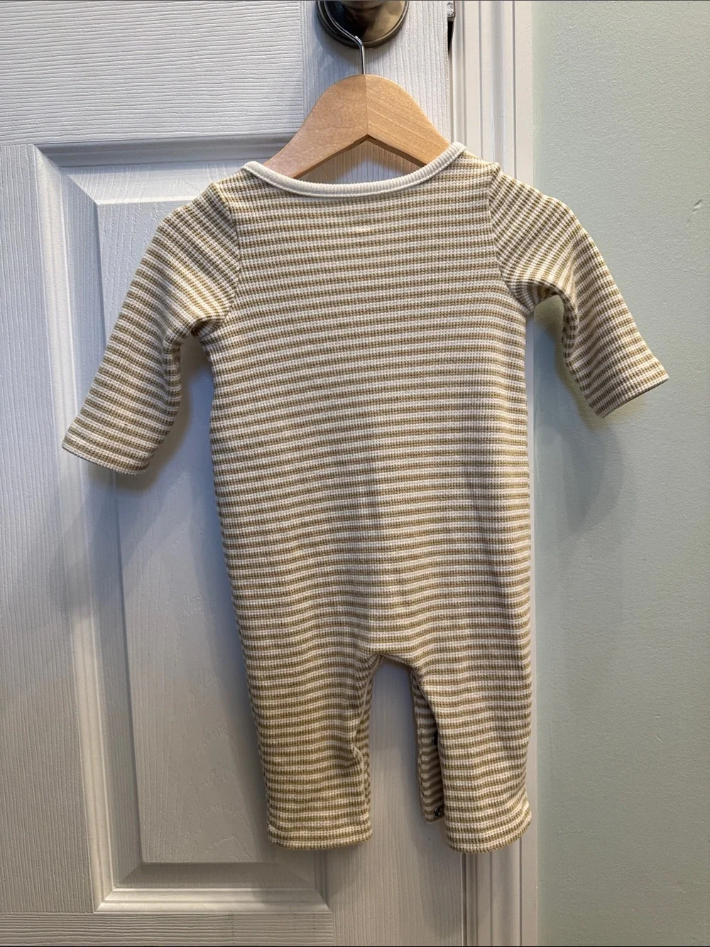 GAP Cream/Beige and White Striped Baby One-Piece Footie